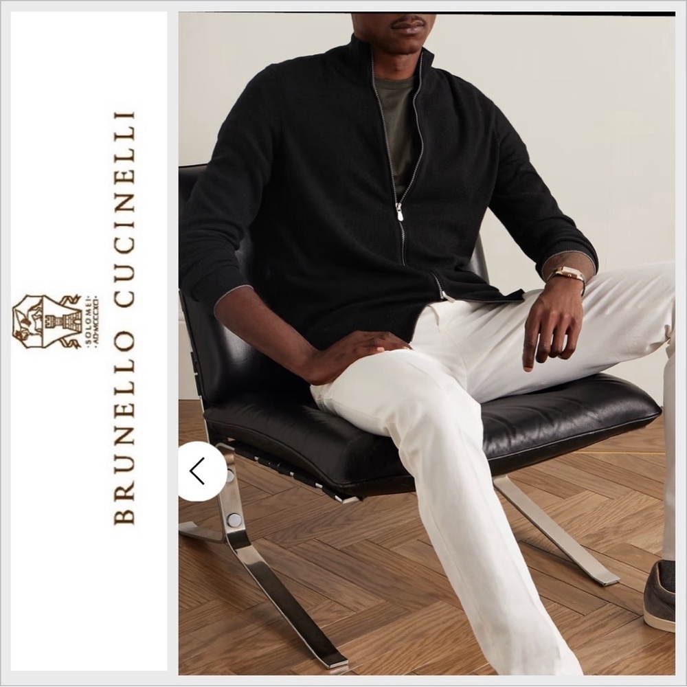 Brunello Cucinelli Full Zip 100% Cashmere Cardigan L pockets black